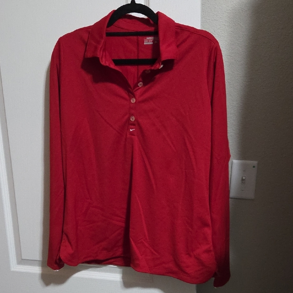 Nike Golf Burgundy Button-Up Dri-fit Polo Shirt Size XL